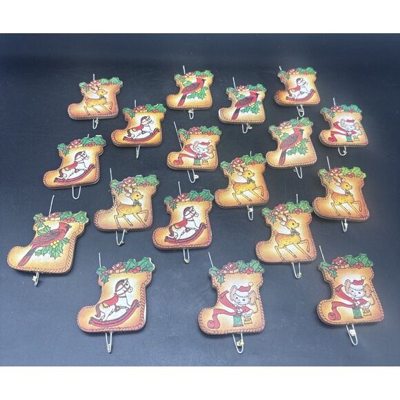 Unbranded Other - VTG Double Sided Leather Stocking Christmas Ornaments Cardinal Deer Mouse 18